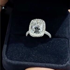 Excellent Halo Cushion Cut Simulated Diamond Engagement Ring